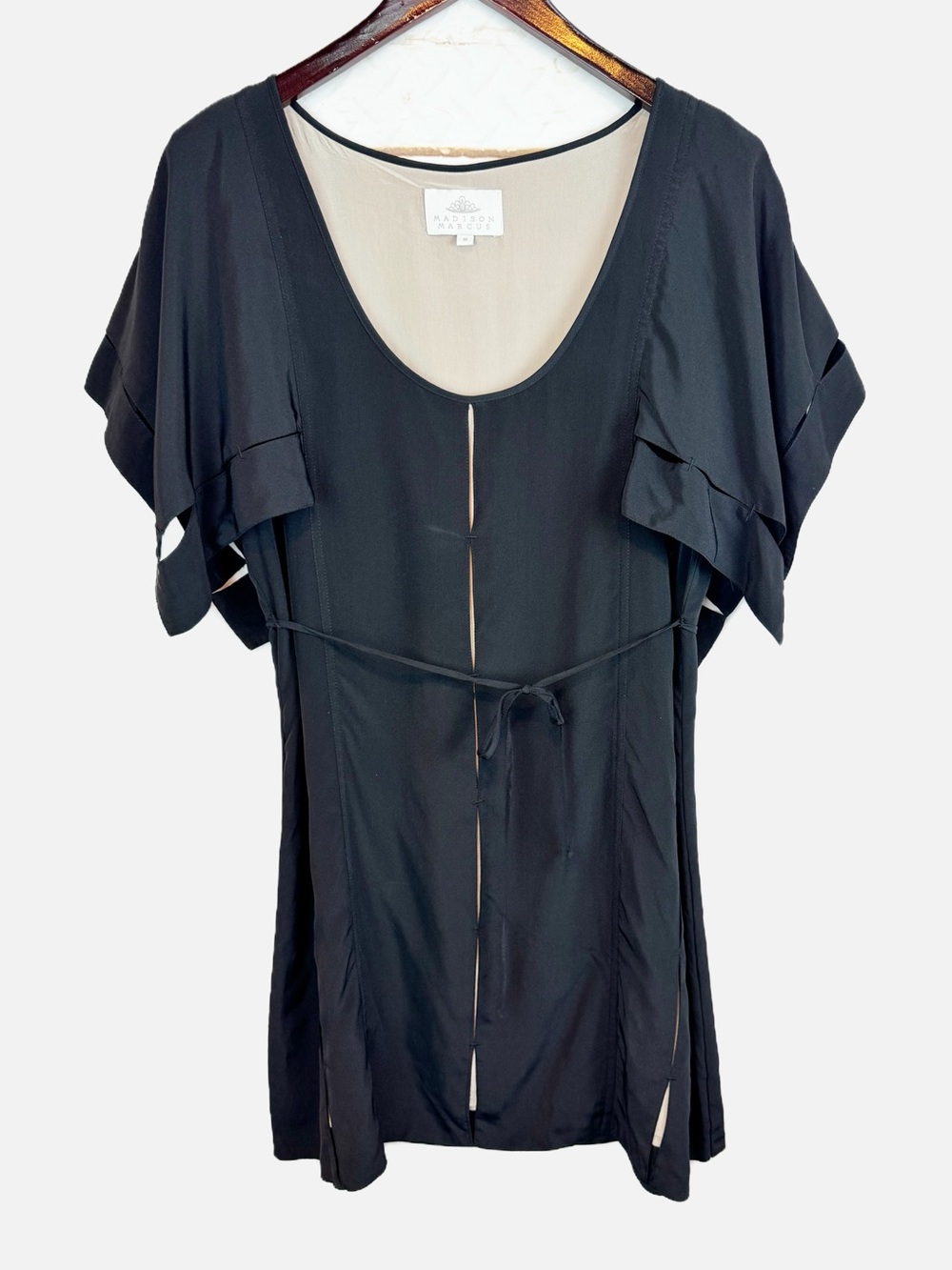 Madison Marcus | Black 100% Silk Mini Dress, M